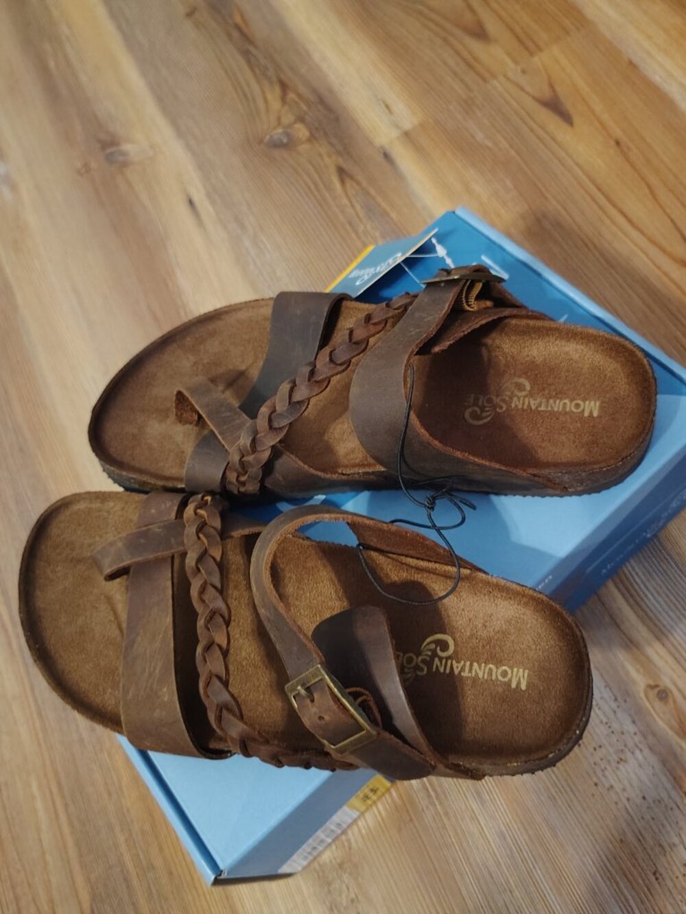Mountain Sole Women's Dark Brown Braided Leather Footbed Sandals Size 8 NIB NWT - Picture 5 of 9